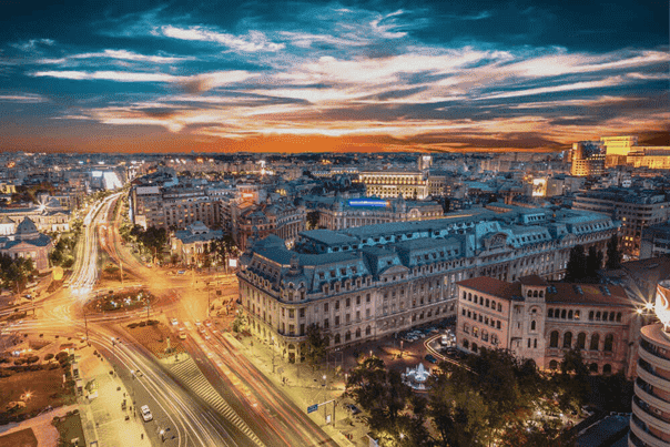 Bucharest city at night.