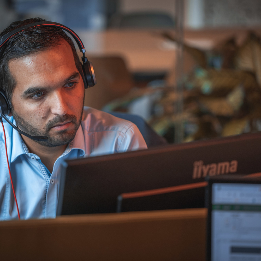 Consultant attending a video conference