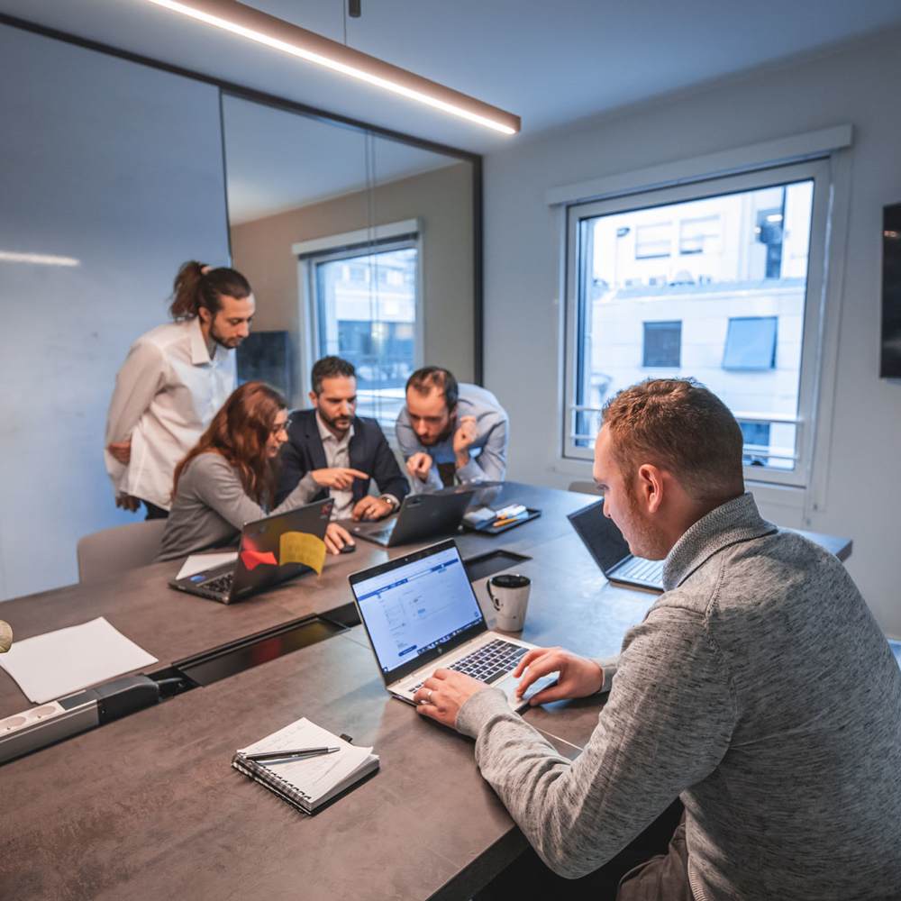 Team meeting in a meeting room