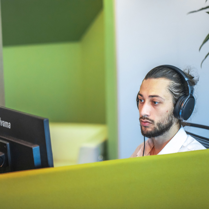 Man attending a video conference