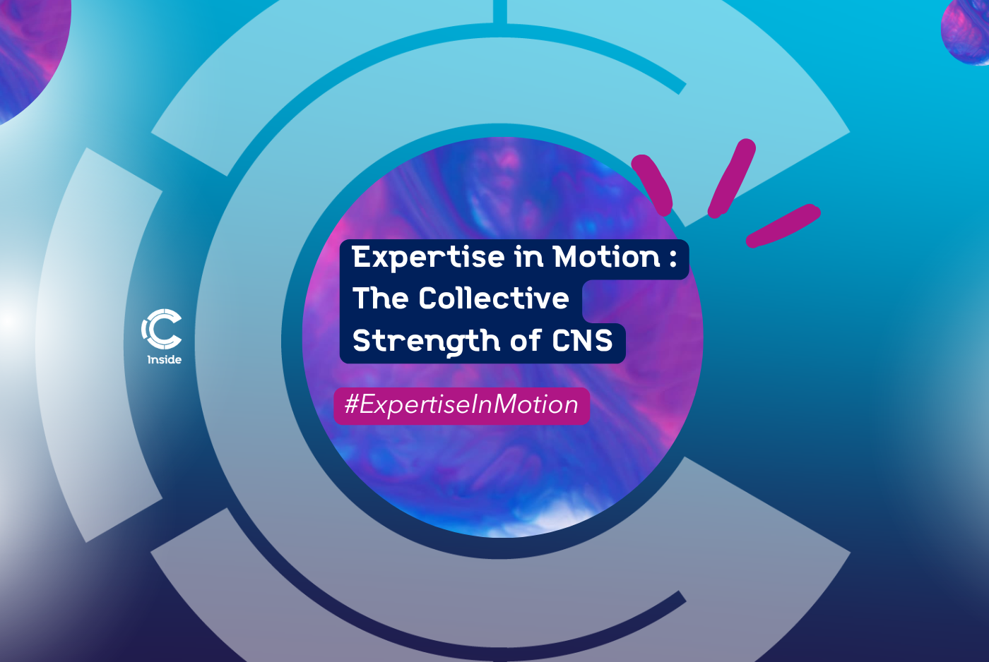 Graphic illustration representing Expertise in Motion at CNS, symbolizing knowledge sharing and collective strength.