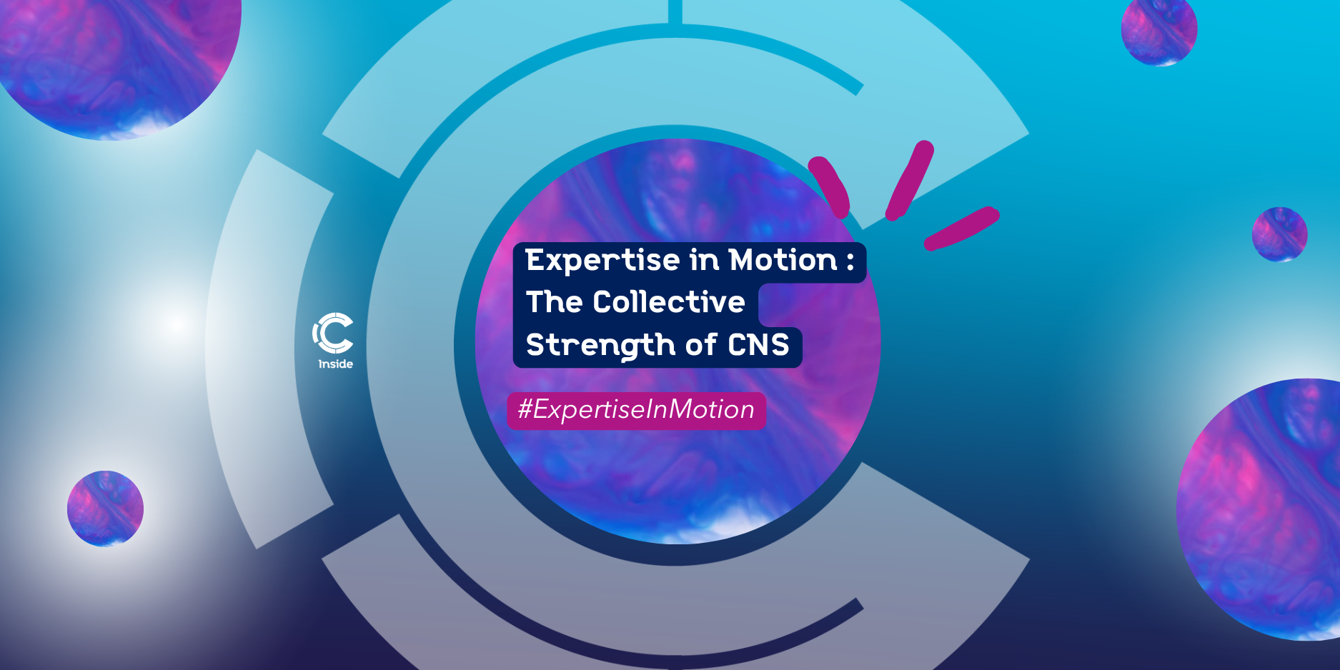 Graphic illustration representing Expertise in Motion at CNS, symbolizing knowledge sharing and collective strength.